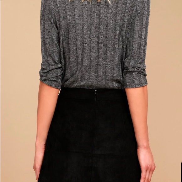 Lulus Black Seude Mini Skirt - Picture 2 of 3